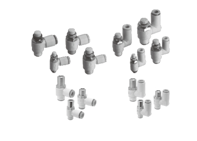 C-AS Series Speed Controller for Low Speed Operation with One-Touch Fitting Elbow Type/Universal Type (Resin Body)